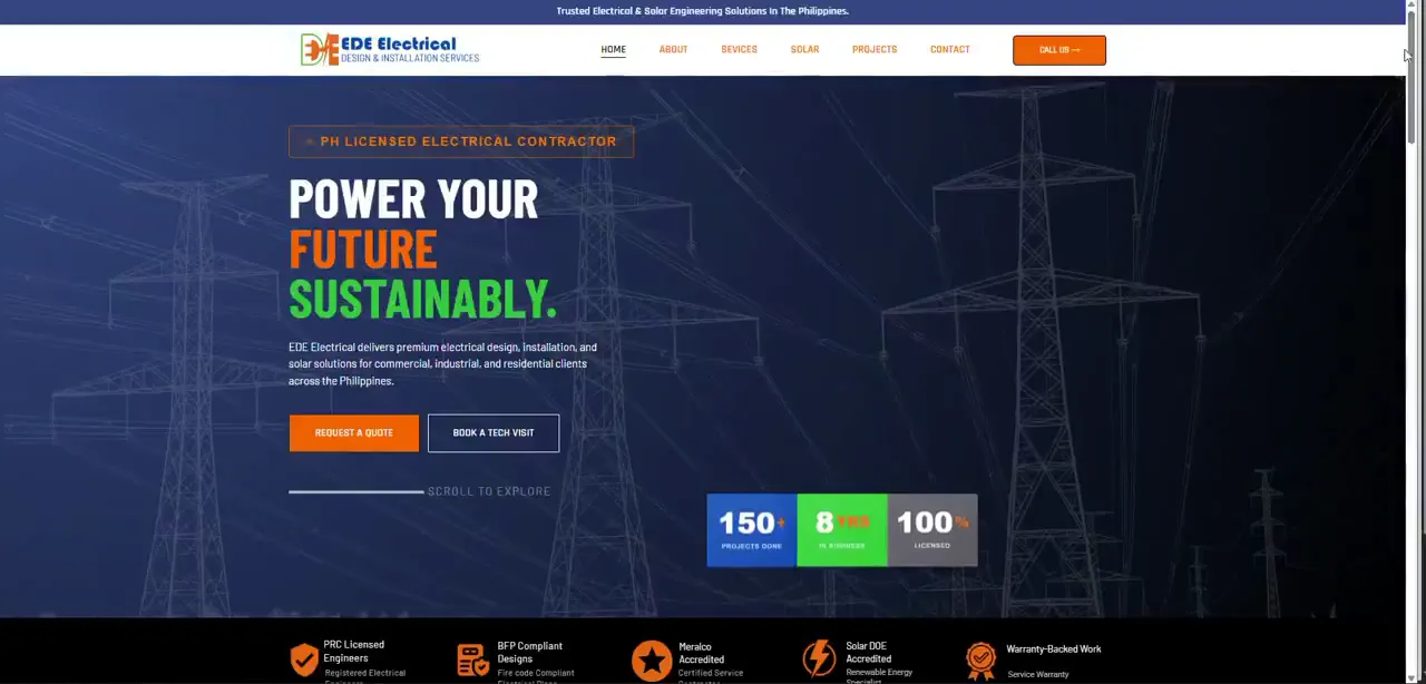 Screenshot of edeelectrical.com