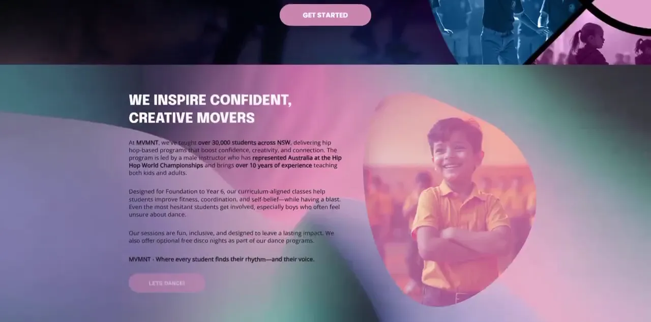 Screenshot of mvmntdance.com.au